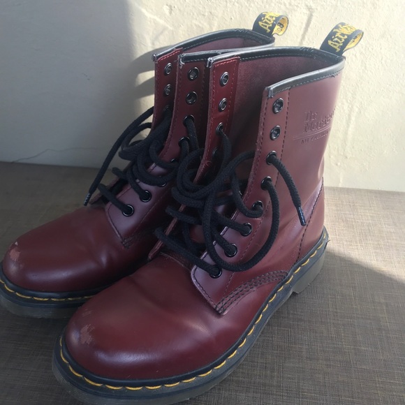 CHERRY RED DOC MARTINS - Picture 1 of 2